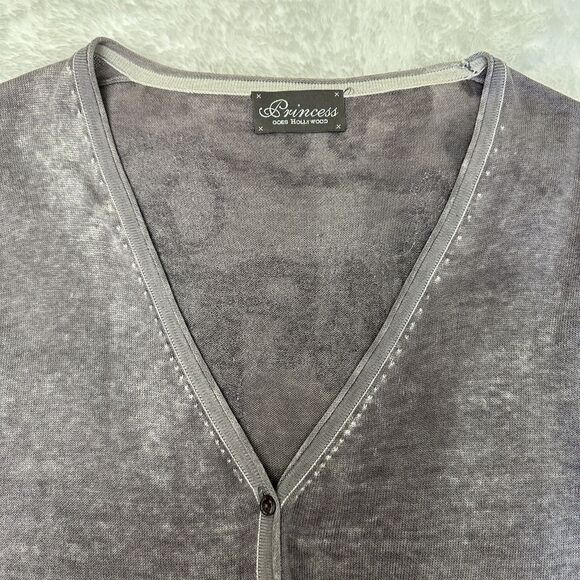 Princess Goes Hollywood Gray Long Sleeve V Neck Cotton/Cashmere Cardigan Sz 8/38 - Picture 12 of 12
